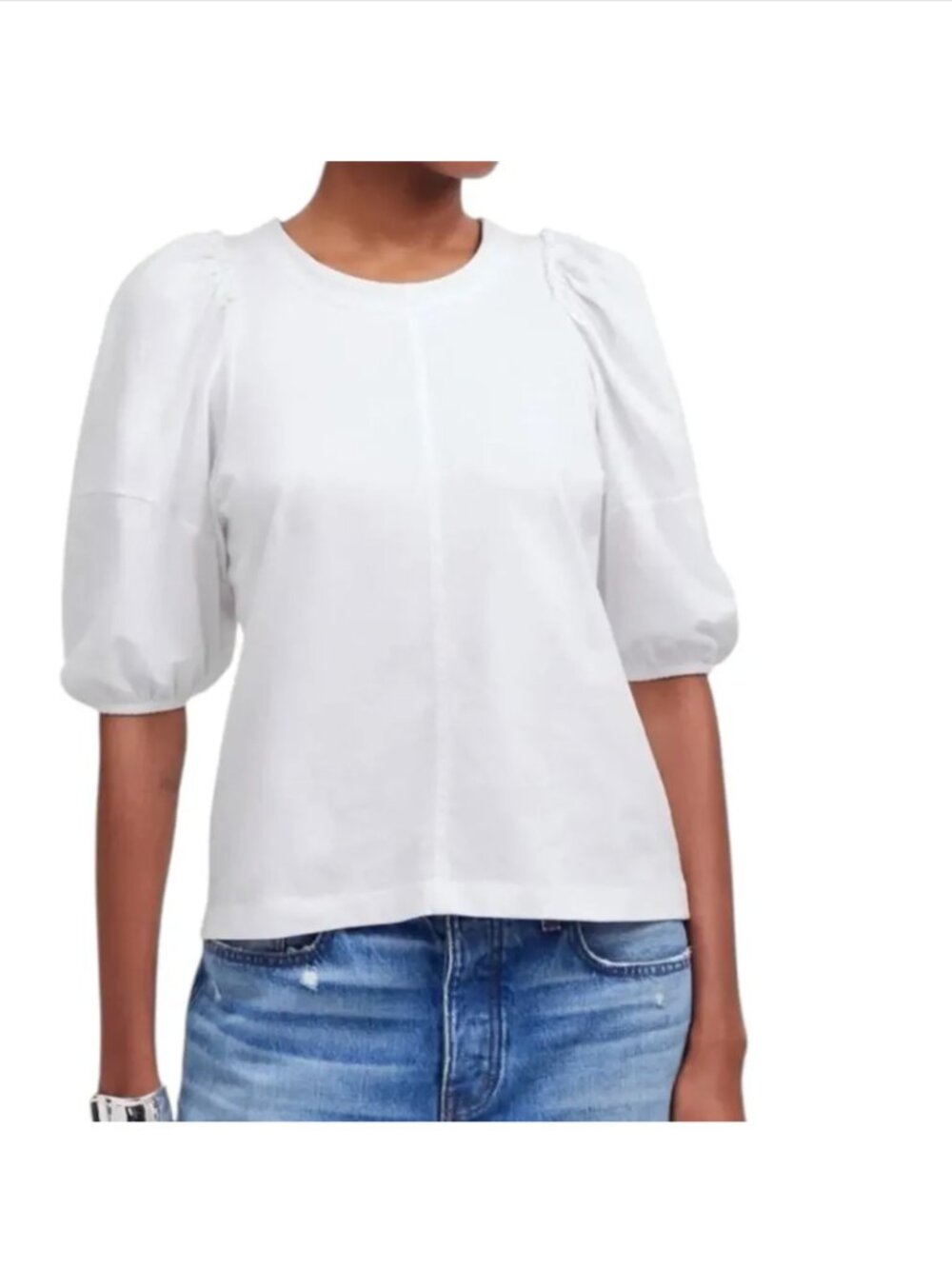 Madewell Puff Sleeve Tee, White, Medium